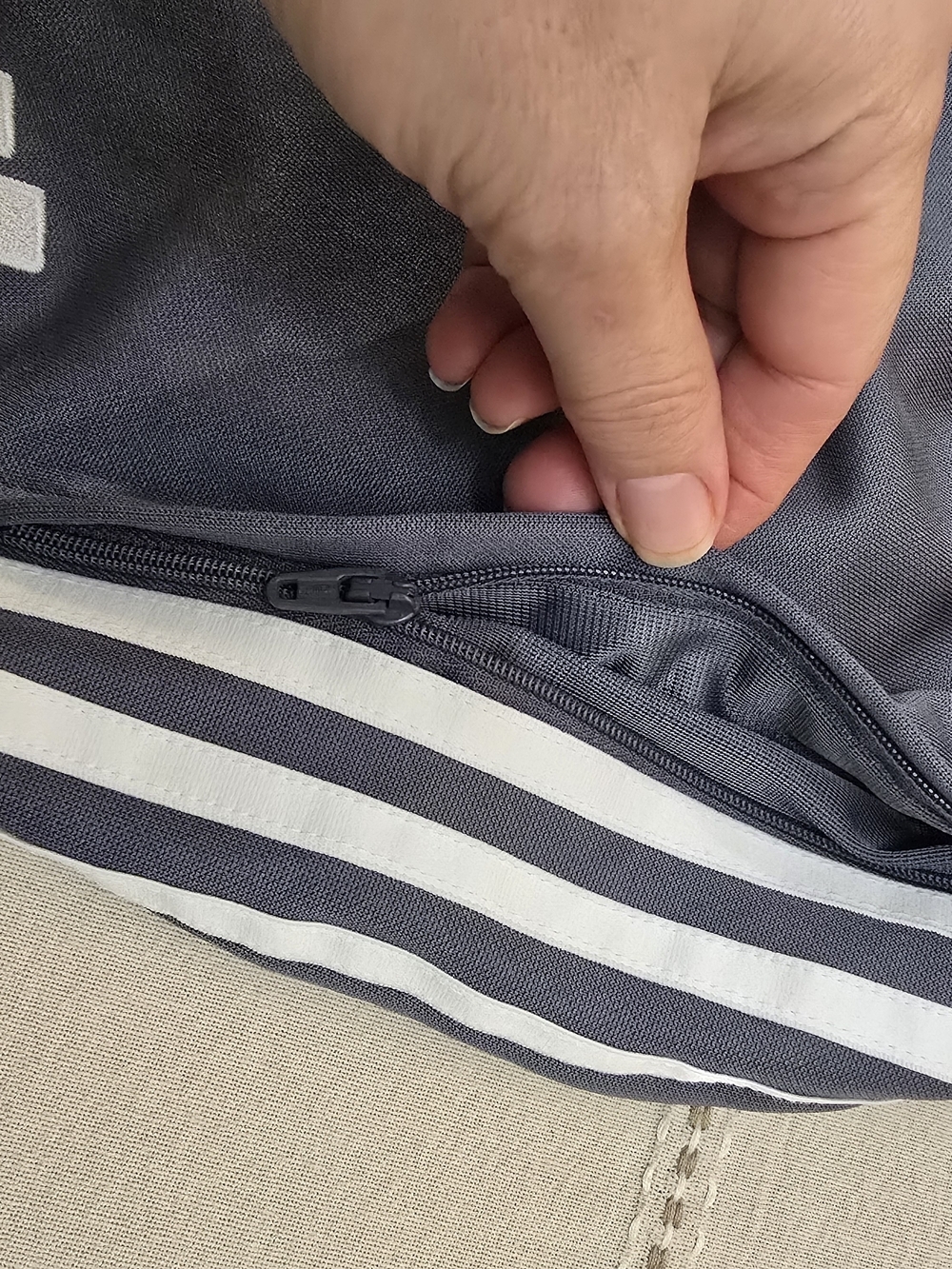 Adidas Women Size S Gray Track Pants with White Stripes - Picture 6 of 9